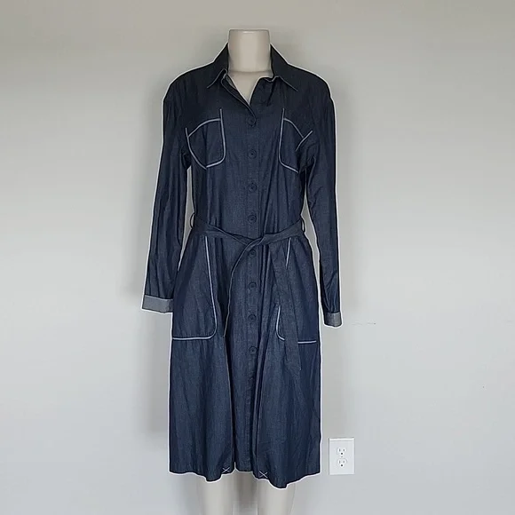 Brooks Brothers | Dresses | Brooks Brothers Button Front Denim Belted  Dress2 | Poshmark